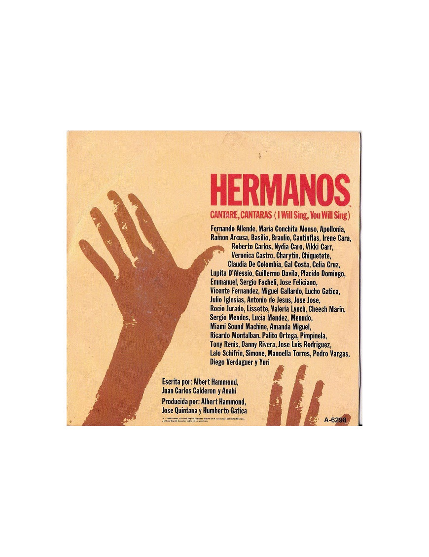 Cantaré, Cantarás I Will Sing, You Will Sing [Hermanos] - Vinyl 7", 45 RPM, Single, Stereo [product.brand] 1 - Shop I'm Jukebox 