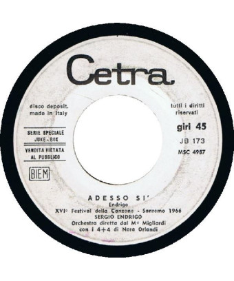 Adesso Sì   Io E La Mia Chitarra [Sergio Endrigo] - Vinyl 7", 45 RPM, Jukebox