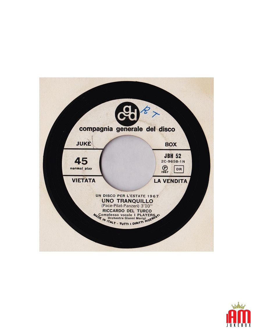 Uno Tranquillo La Rosa Nera [Riccardo Del Turco,...] - Vinyl 7", 45 RPM, Jukebox [product.brand] 1 - Shop I'm Jukebox 