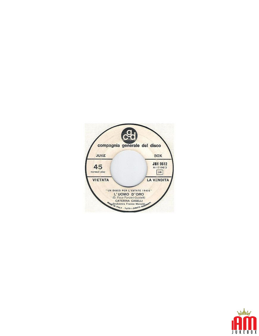 L'Uomo D'Oro Perdono [Caterina Caselli] - Vinyl 7", 45 RPM, Jukebox [product.brand] 1 - Shop I'm Jukebox 