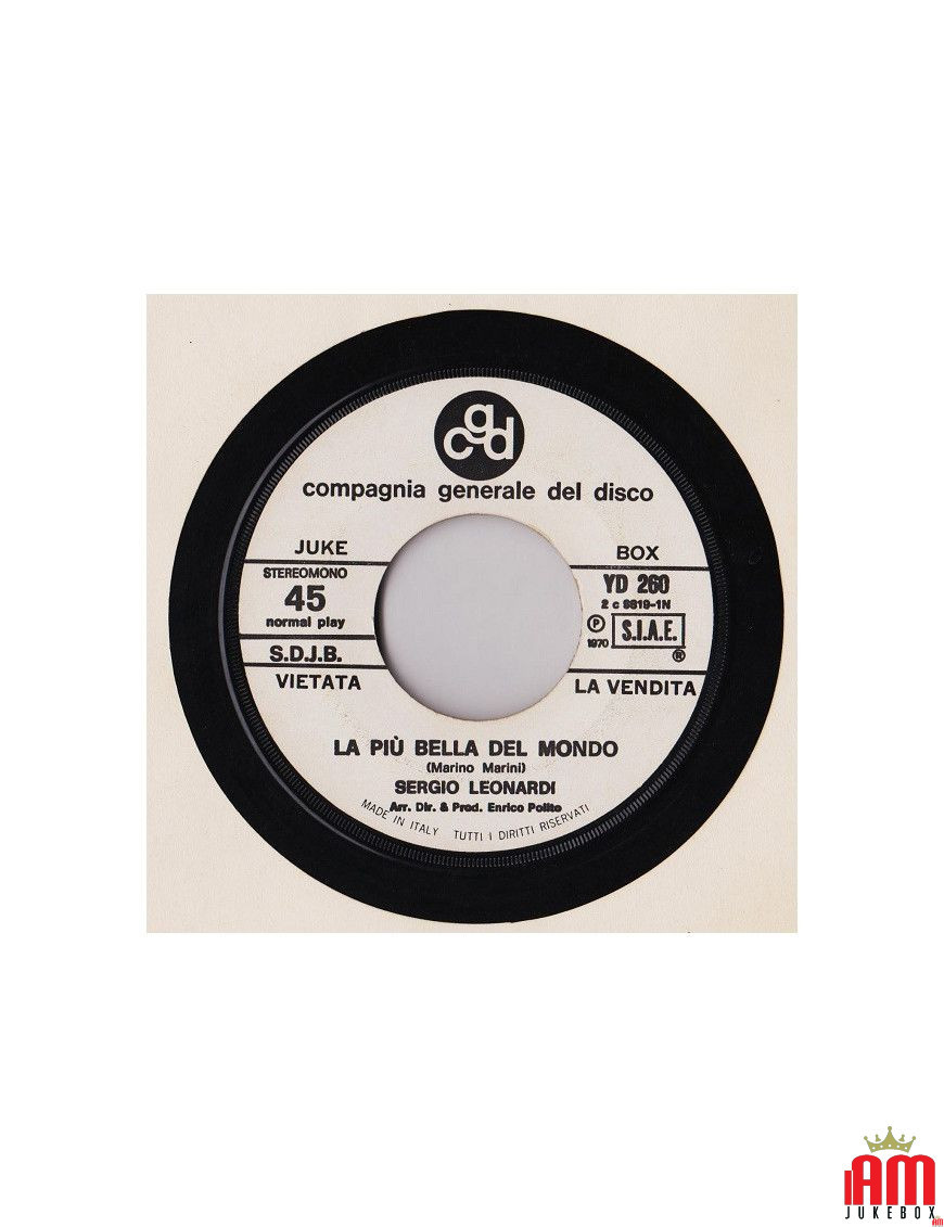 La Più Bella Del Mondo Vent'Anni [Sergio Leonardi,...] - Vinyl 7", 45 RPM, Jukebox [product.brand] 1 - Shop I'm Jukebox 