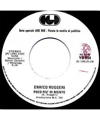 Poco Più Di Niente Dancin' Number [Enrico Ruggeri,...] - Vinyl 7", 45 RPM, Jukebox [product.brand] 1 - Shop I'm Jukebox 