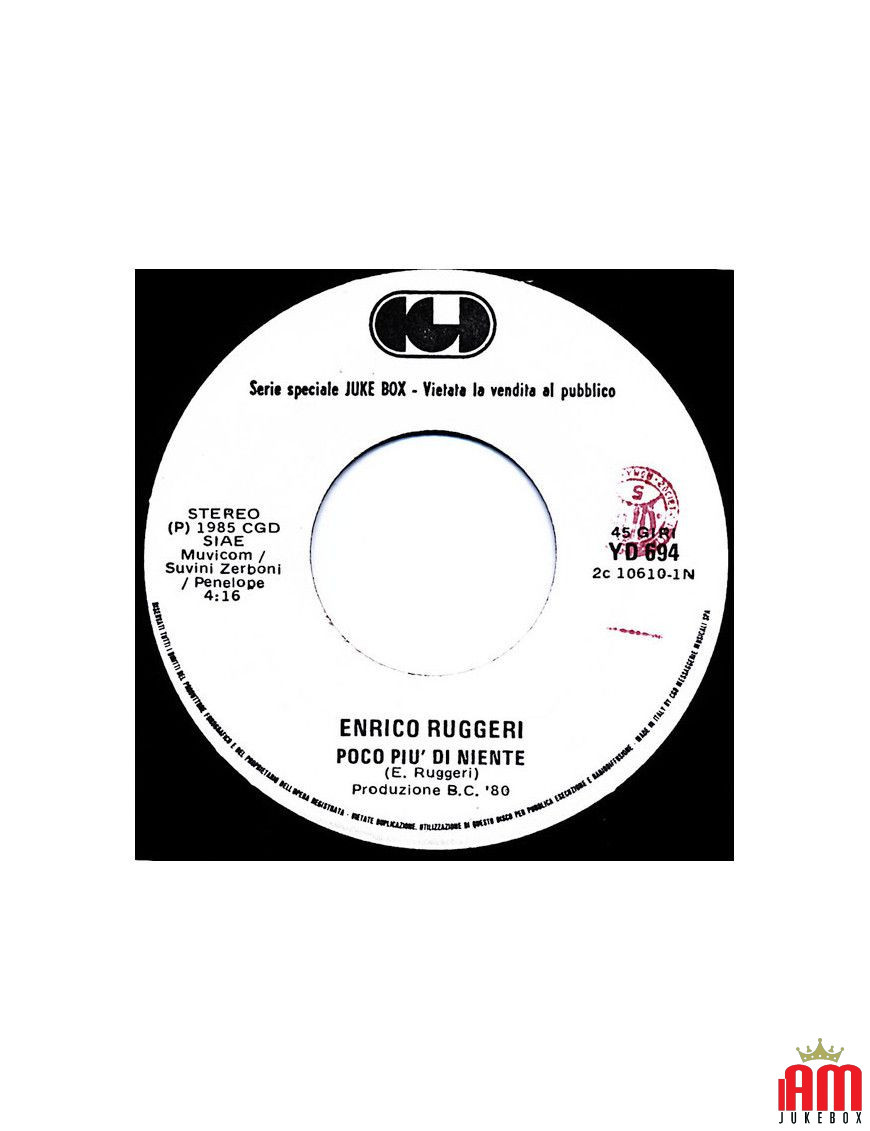 Little More Than Nothing Dancin' Number [Enrico Ruggeri,...] – Vinyl 7", 45 RPM, Jukebox [product.brand] 1 - Shop I'm Jukebox 