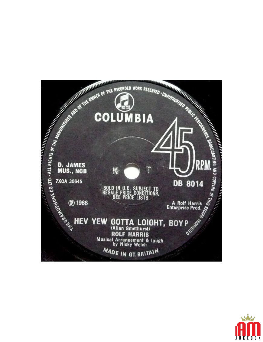 Hev Yew Gotta Loight, Boy? [Rolf Harris] - Vinyl 7", 45 RPM, Single [product.brand] 1 - Shop I'm Jukebox 