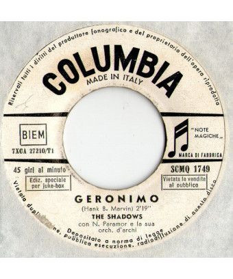 Geronimo [The Shadows] - Vinyle 7", 45 tours, Jukebox [product.brand] 1 - Shop I'm Jukebox 