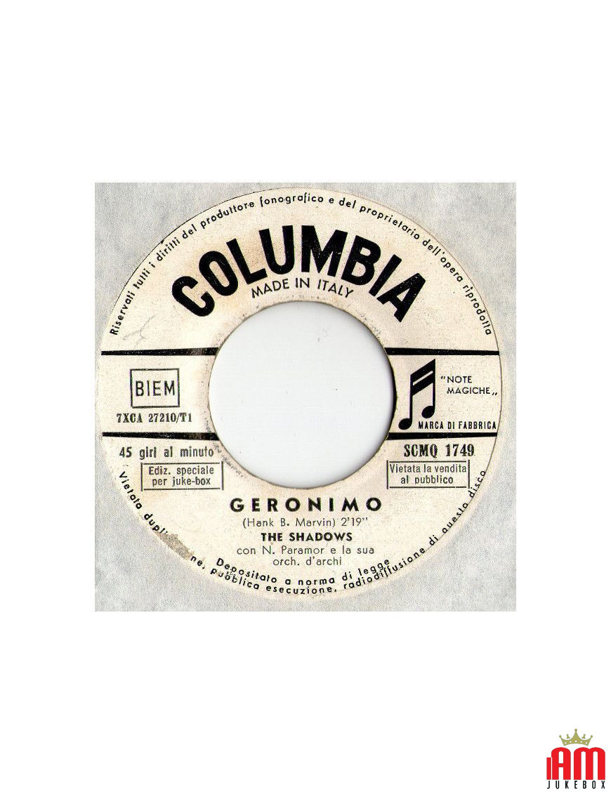 Geronimo [The Shadows] – Vinyl 7", 45 RPM, Jukebox [product.brand] 1 - Shop I'm Jukebox 