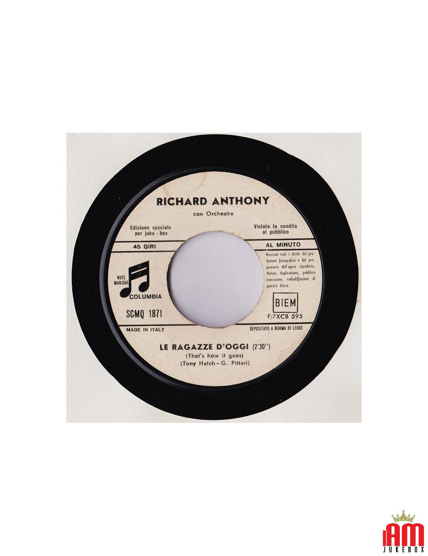 Le Ragazze D'Oggi (C'est comme ça) [Richard Anthony (2)] - Vinyl 7", 45 RPM, Jukebox [product.brand] 1 - Shop I'm Jukebox 