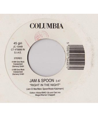 Right In The Night When You Least Expect It [Jam & Spoon,...] - Vinyl 7", 45 RPM, Jukebox [product.brand] 1 - Shop I'm Jukebox 