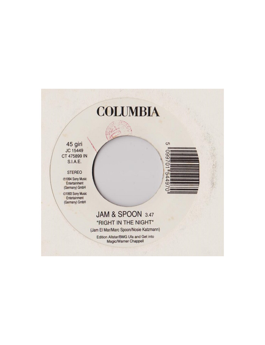 Right In The Night   Quando Meno Te L'Aspetti  [Jam & Spoon,...] - Vinyl 7", 45 RPM, Jukebox