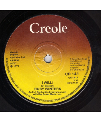 I Will! [Ruby Winters] - Vinyl 7", 45 RPM, Single