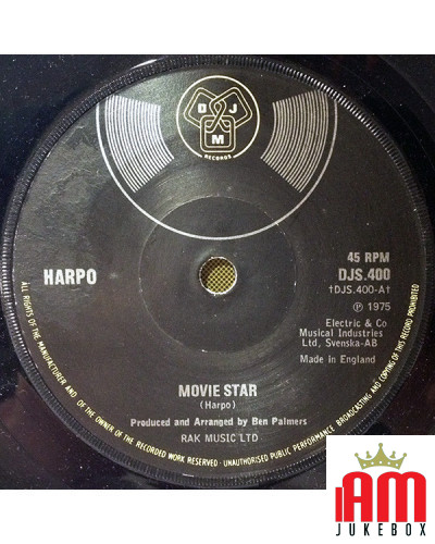 Movie Star [Harpo] - Vinyle 7", 45 tours, Single [product.brand] 1 - Shop I'm Jukebox 