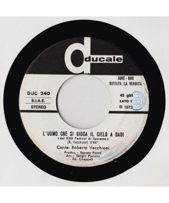 The Man Who Gambles The Sky At Dice [Roberto Vecchioni] – Vinyl 7", 45 RPM, Jukebox, Stereo [product.brand] 1 - Shop I'm Jukebox