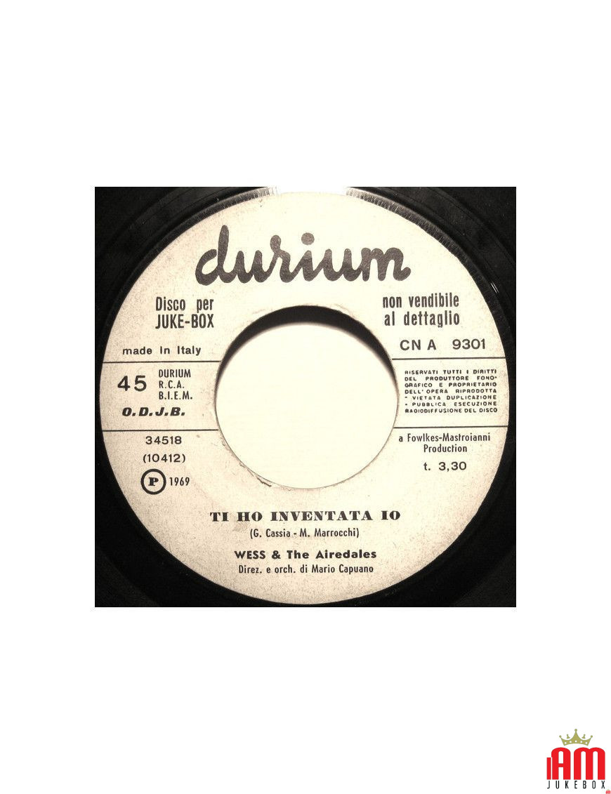 Je t'ai inventé, tu me tournais le dos [Wess & The Airedales] - Vinyle 7", 45 tr/min, Jukebox [product.brand] 1 - Shop I'm Jukeb