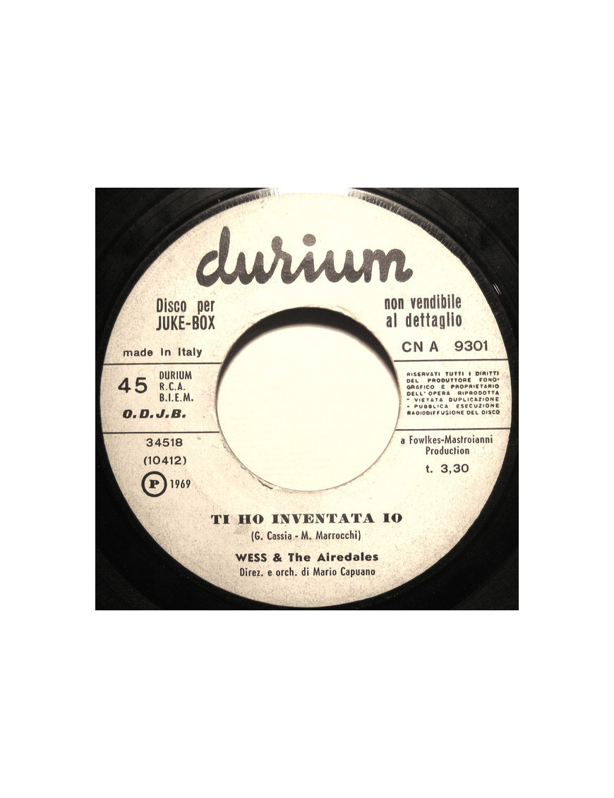 Ti Ho Inventata Io   Voltami Le Spalle [Wess & The Airedales] - Vinyl 7", 45 RPM, Jukebox