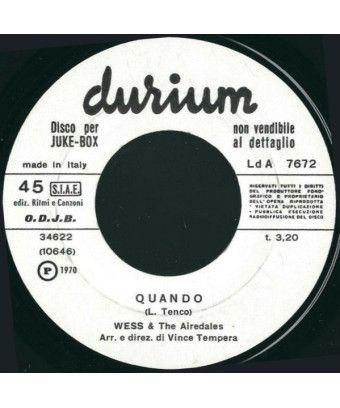 Quando Cibù Cibà (?ibu ?iba) [Wess & The Airedales,...] - Vinyl 7", 45 RPM, Jukebox [product.brand] 1 - Shop I'm Jukebox 