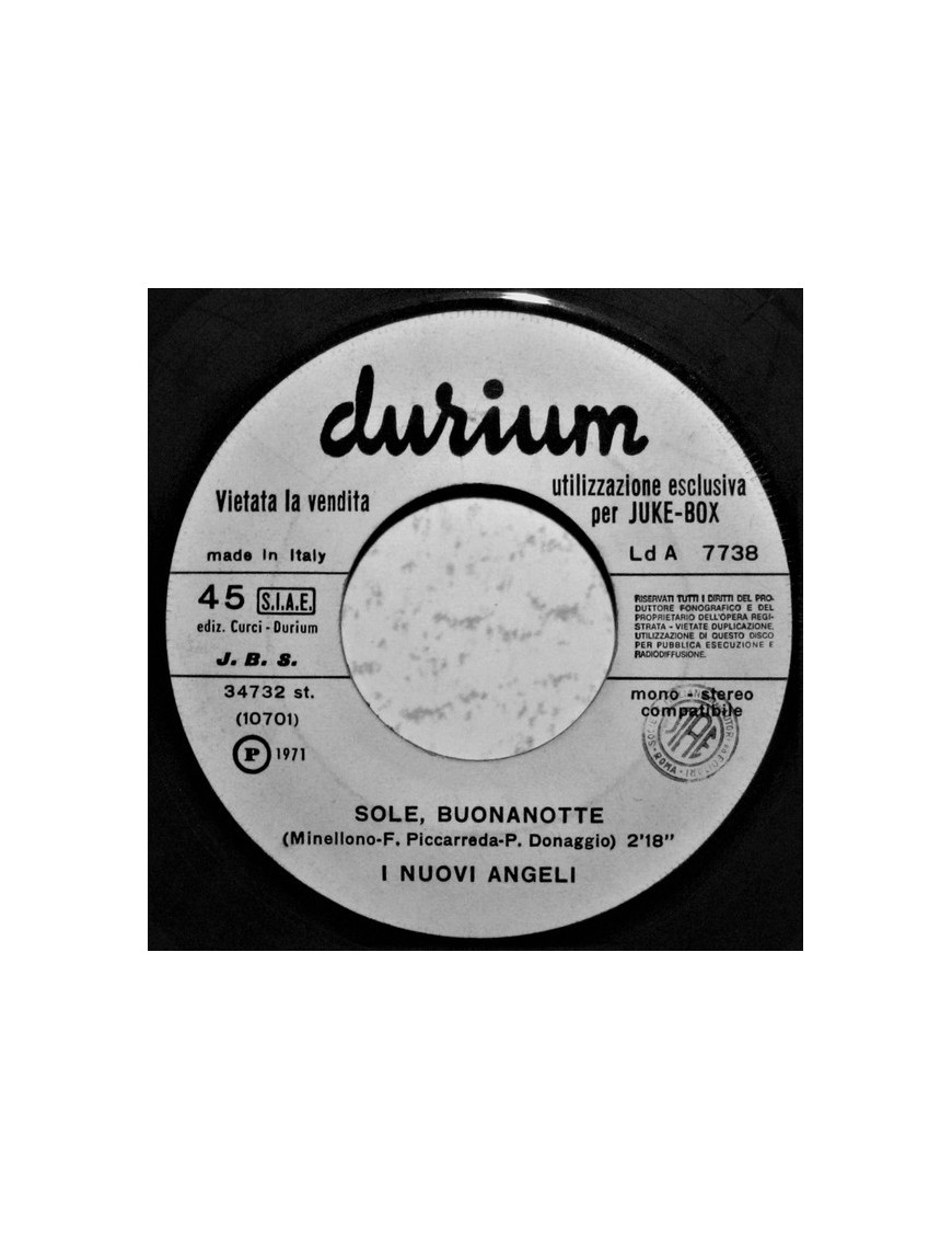 Sole, Buonanotte Peccato! [I Nuovi Angeli,...] - Vinyl 7", 45 RPM, Jukebox [product.brand] 1 - Shop I'm Jukebox 