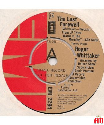 Le dernier adieu [Roger Whittaker] - Vinyl 7", Single, Promo [product.brand] 1 - Shop I'm Jukebox 