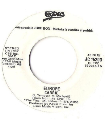 Carrie   Take Me Back [Europe (2),...] - Vinyl 7", 45 RPM, Jukebox