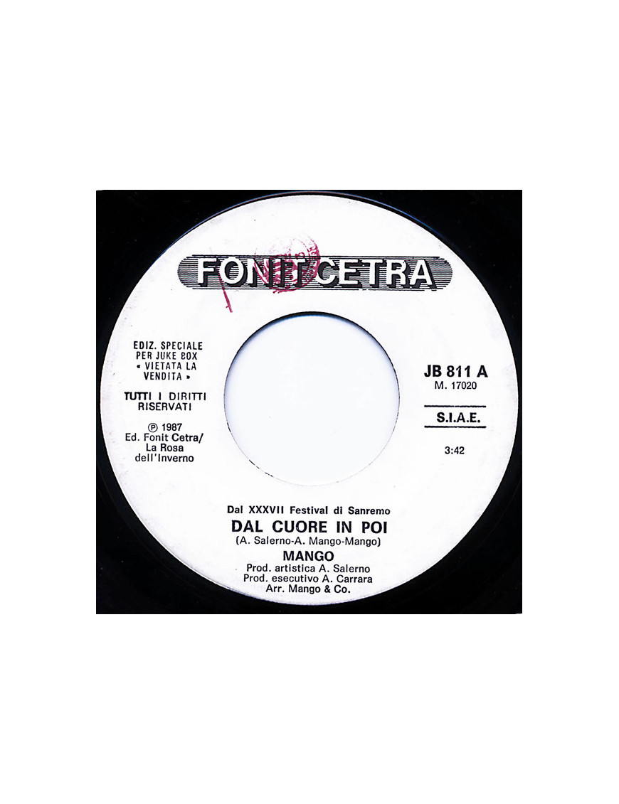 Dal Cuore In Poi   Canzone D'Amore [Mango (2),...] - Vinyl 7", 45 RPM, Jukebox