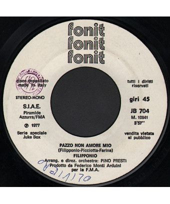 Pazzo Non Amore Mio Get Your Boom Boom Around The Room [Filipponio,...] - Vinyle 7", 45 RPM, Jukebox [product.brand] 1 - Shop I'