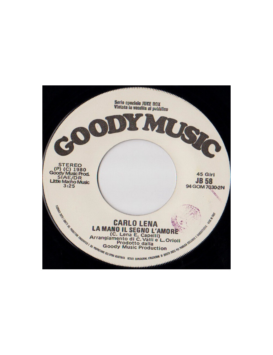 La Mano Il Segno L'Amore   Russia [Carlo Lena,...] - Vinyl 7", 45 RPM, Jukebox