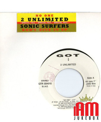 No One Don't Give It Up [2 Unlimited,...] – Vinyl 7", 45 RPM, Jukebox [product.brand] 1 - Shop I'm Jukebox 