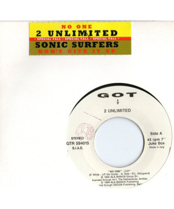 No One Don't Give It Up [2 Unlimited,...] – Vinyl 7", 45 RPM, Jukebox [product.brand] 1 - Shop I'm Jukebox 