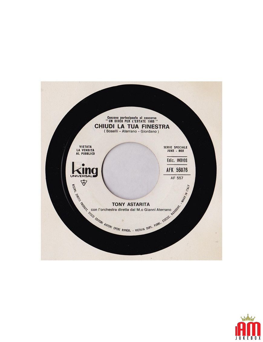 Close Your Window [Tony Astarita] – Vinyl 7", 45 RPM, Jukebox, Mono [product.brand] 1 - Shop I'm Jukebox 