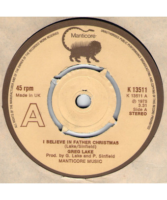 I Believe In Father Christmas [Greg Lake] - Vinyl 7", 45 RPM, Single
