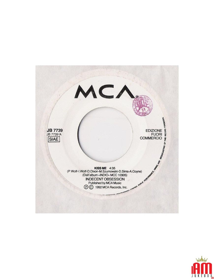 Kiss Me Love Is Holy [Indecent Obsession,...] – Vinyl 7", 45 RPM, Promo [product.brand] 1 - Shop I'm Jukebox 