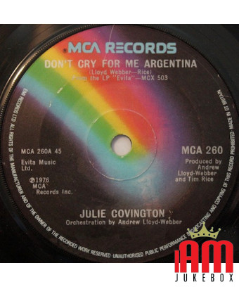 Don't Cry For Me Argentine [Julie Covington] - Vinyl 7", 45 RPM, Single [product.brand] 1 - Shop I'm Jukebox 