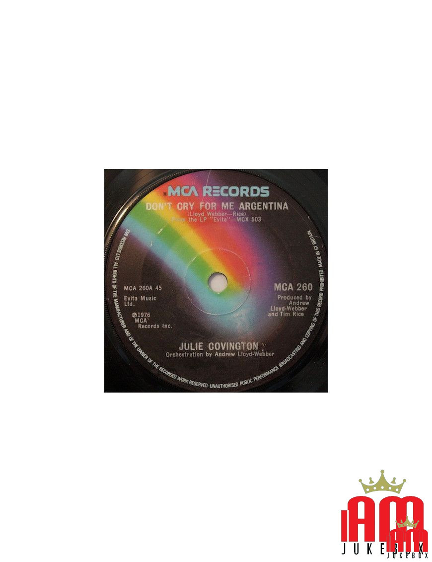 Don't Cry For Me Argentina [Julie Covington] - Vinyl 7", 45 RPM, Single [product.brand] 1 - Shop I'm Jukebox 