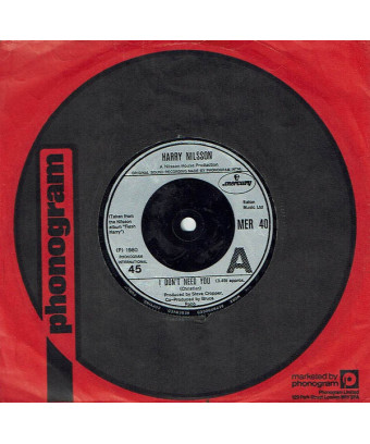 Je n'ai pas besoin de toi [Harry Nilsson] - Vinyle 7", Single [product.brand] 1 - Shop I'm Jukebox 