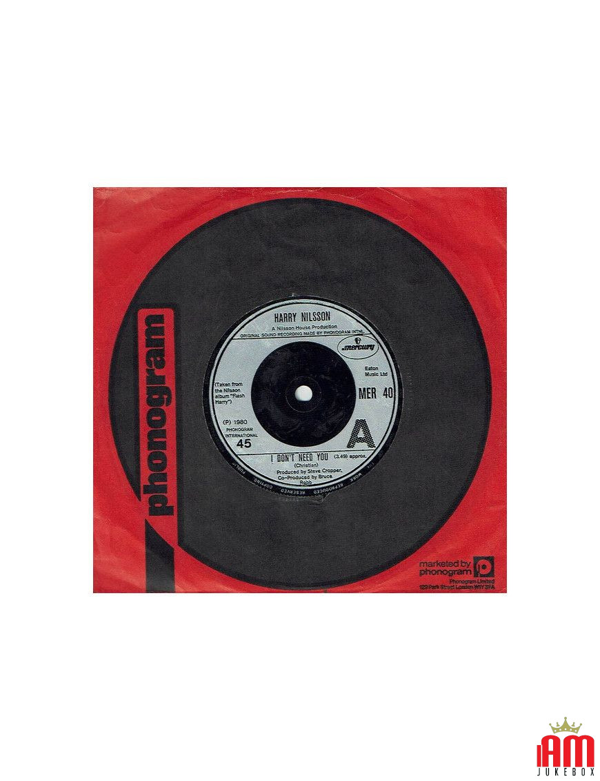 I Don't Need You [Harry Nilsson] - Vinyl 7", Single [product.brand] 1 - Shop I'm Jukebox 