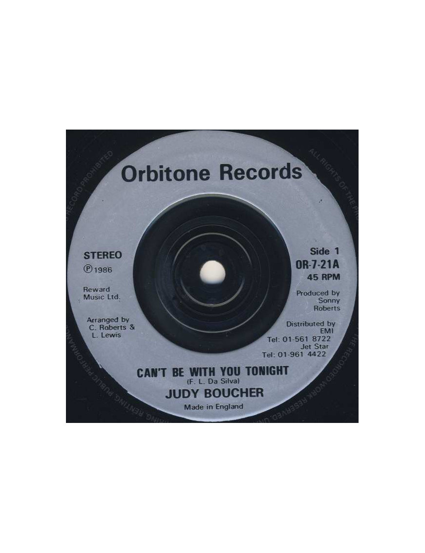 Can't Be With You Tonight [Judy Boucher] – Vinyl 7", 45 RPM, Single, Repress, Stereo [product.brand] 1 - Shop I'm Jukebox 