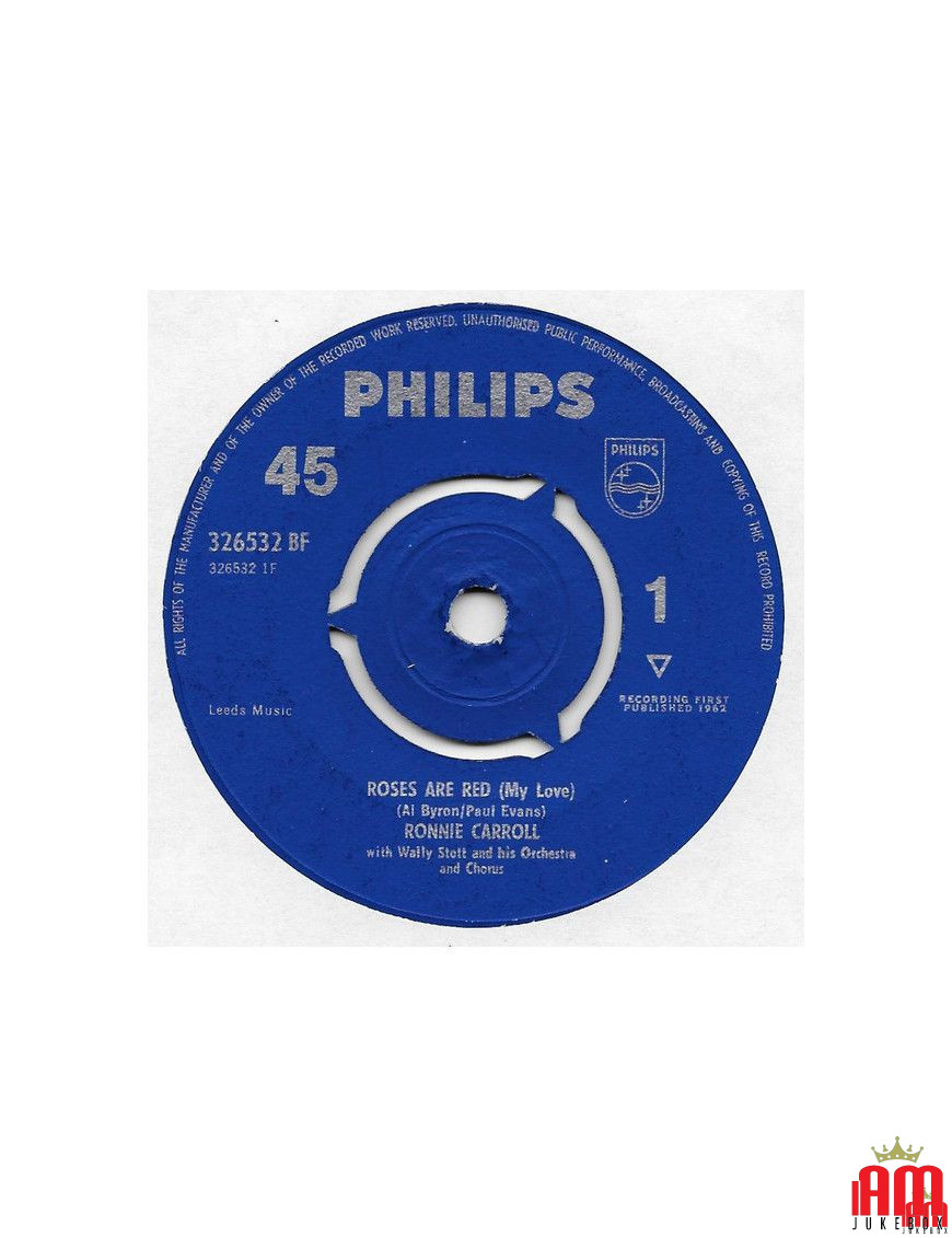 Roses Are Red (My Love) [Ronnie Carroll] - Vinyl 7", 45 RPM, Single, Mono [product.brand] 1 - Shop I'm Jukebox 