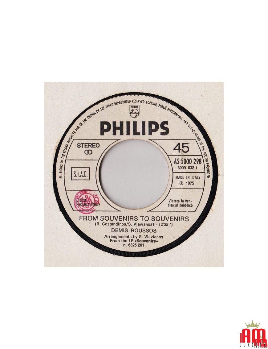 From Souvenirs To Souvenirs Sera [Demis Roussos,...] – Vinyl 7", 45 RPM, Jukebox, Promo [product.brand] 1 - Shop I'm Jukebox 