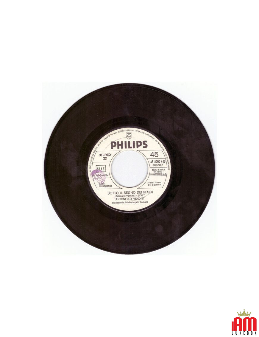 Under the Sign of Pisces [Antonello Venditti] – Vinyl 7", 45 RPM, Single, Promo [product.brand] 1 - Shop I'm Jukebox 