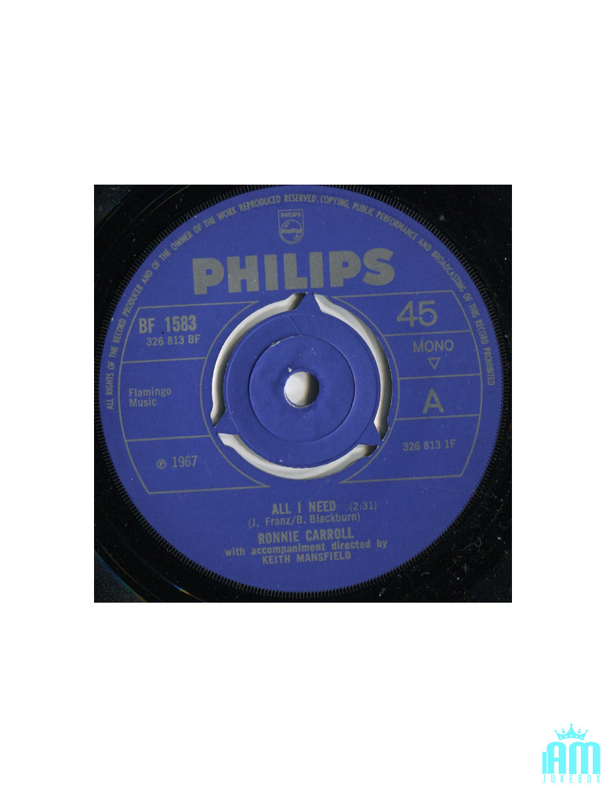 Tout ce dont j'ai besoin [Ronnie Carroll] - Vinyl 7", 45 tr/min, Mono [product.brand] 1 - Shop I'm Jukebox 