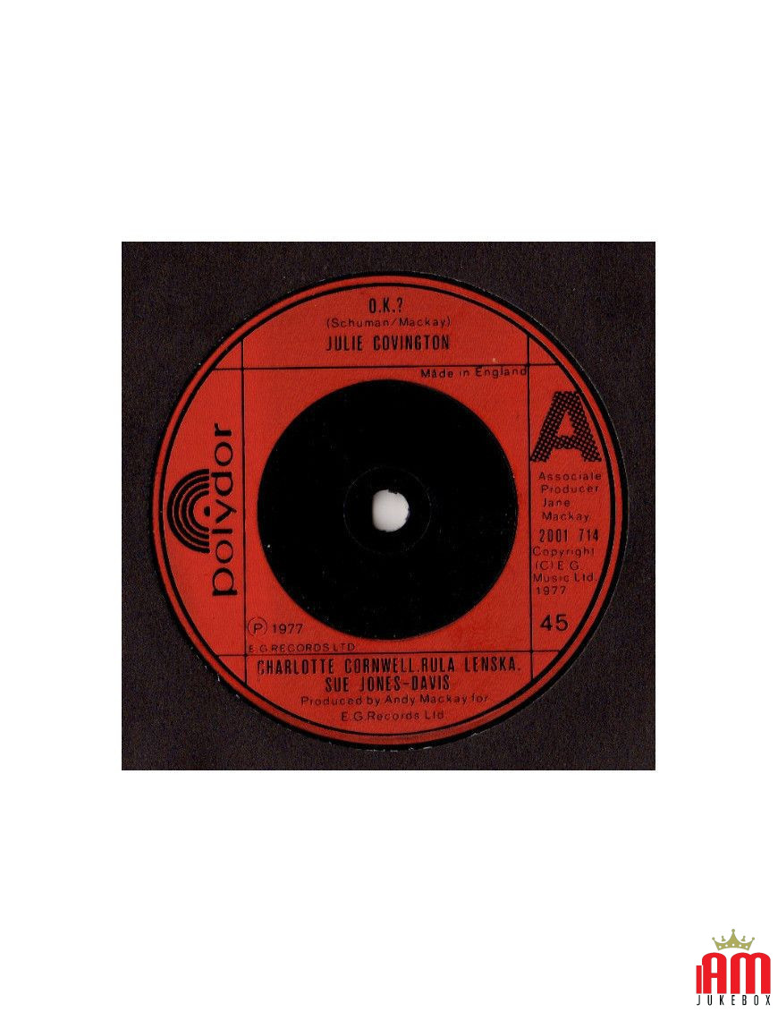 OK? [Julie Covington,...] - Vinyl 7", 45 RPM, Single [product.brand] 1 - Shop I'm Jukebox 