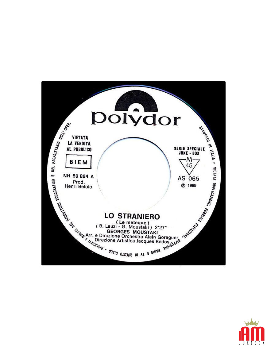 Lo Straniero Le Meteque Ho Soltanto Te [Georges Moustaki,...] - Vinyl 7", 45 RPM, Jukebox, Mono [product.brand] 1 - Shop I'm Juk