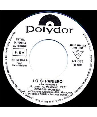 Lo Straniero Le Meteque Ho Soltanto Te [Georges Moustaki,...] - Vinyl 7", 45 RPM, Jukebox, Mono [product.brand] 1 - Shop I'm Juk