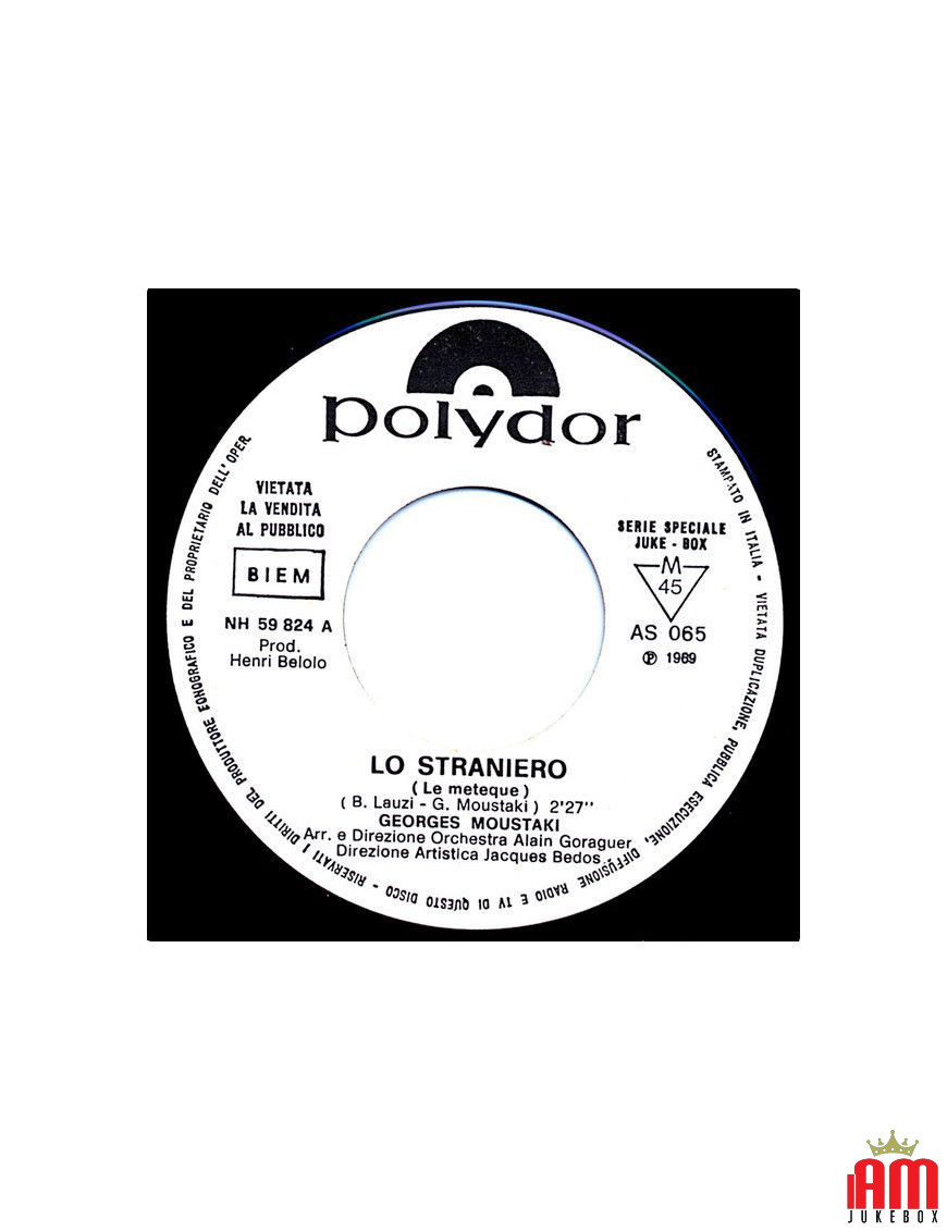 Lo Straniero Le Meteque Ho Soltanto Te [Georges Moustaki,...] - Vinyl 7", 45 RPM, Jukebox, Mono [product.brand] 1 - Shop I'm Juk