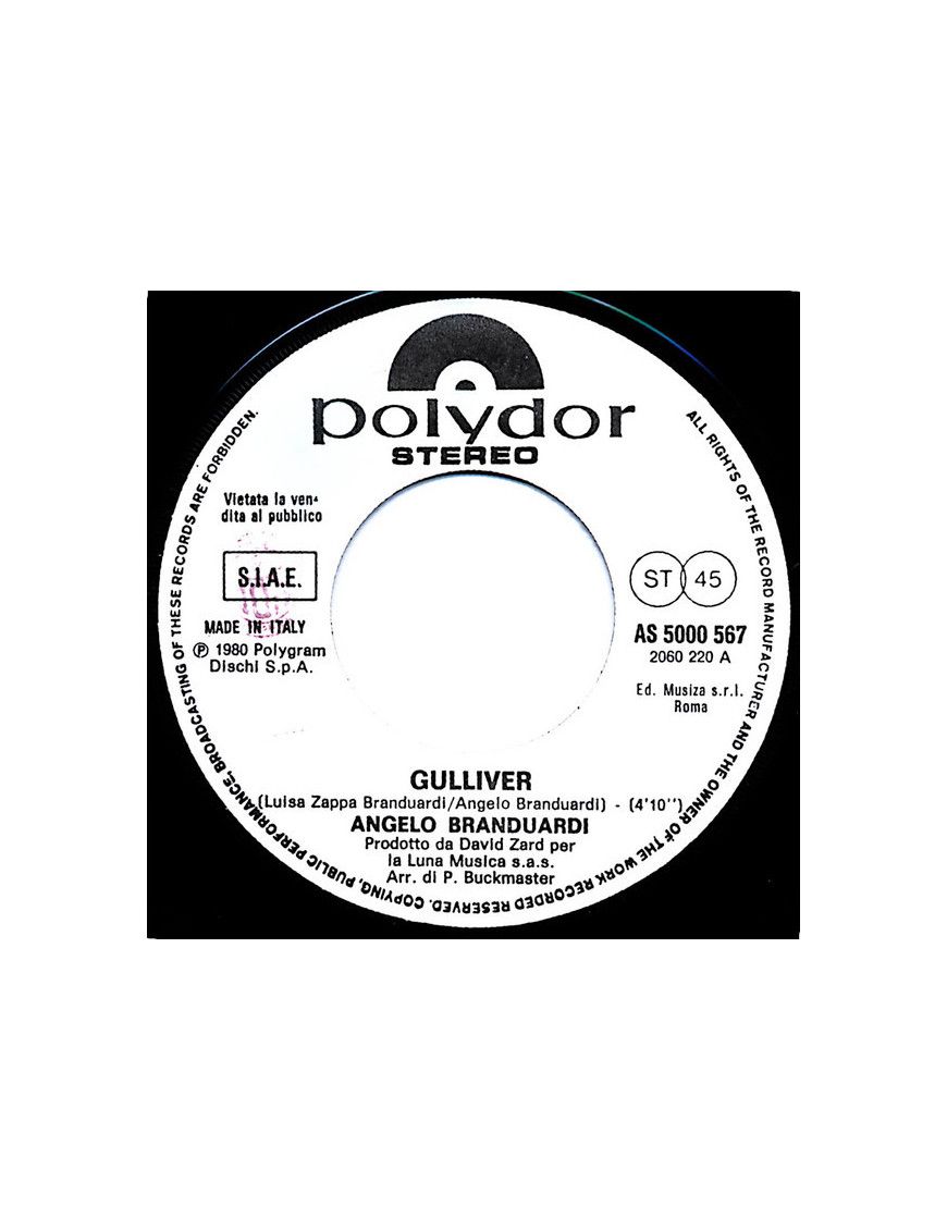 Gulliver [Angelo Branduardi] - Vinyl 7", 45 RPM, Promo [product.brand] 1 - Shop I'm Jukebox 