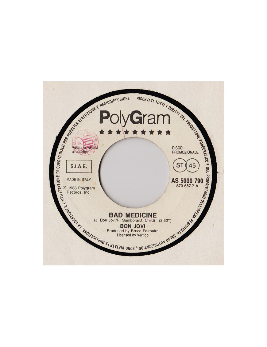 Bad Medicine Something Strong [Bon Jovi,...] - Vinyl 7", 45 RPM, Promo [product.brand] 1 - Shop I'm Jukebox 