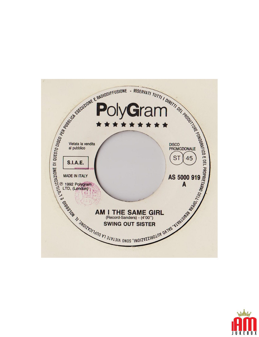 Am I The Same Girl Stay [Swing Out Sister,...] – Vinyl 7", 45 RPM, Promo, Stereo [product.brand] 1 - Shop I'm Jukebox 