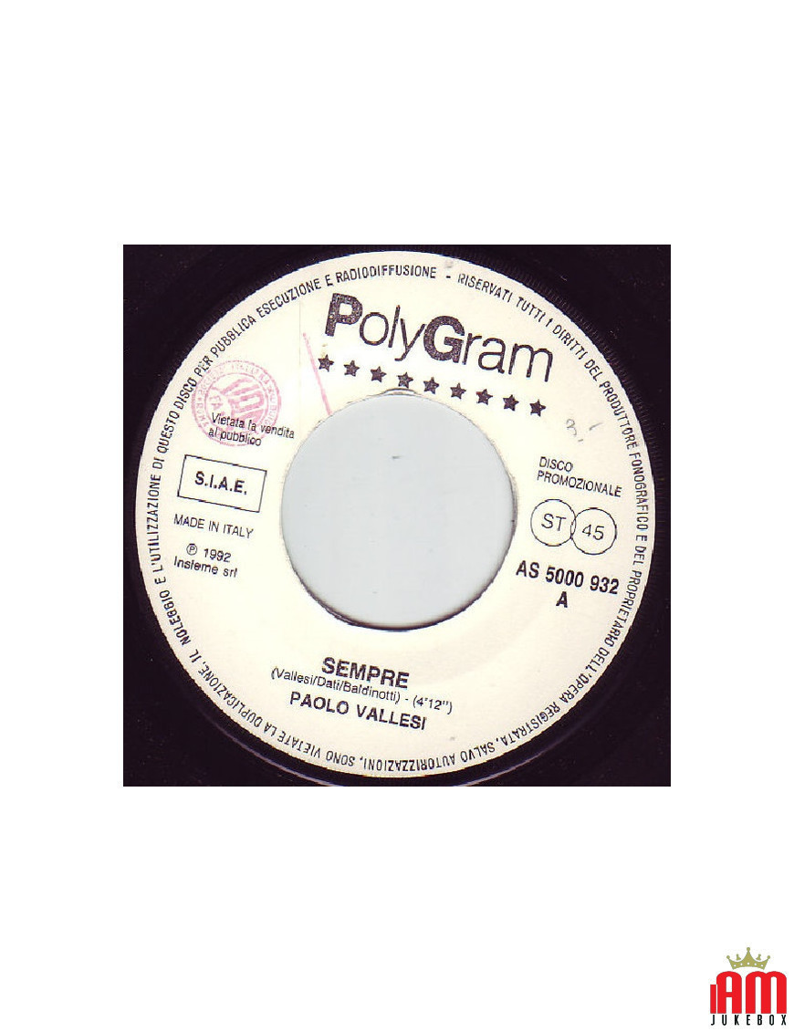 Always Fifteen Loving Us [Paolo Vallesi,...] – Vinyl 7", 45 RPM, Promo [product.brand] 1 - Shop I'm Jukebox 