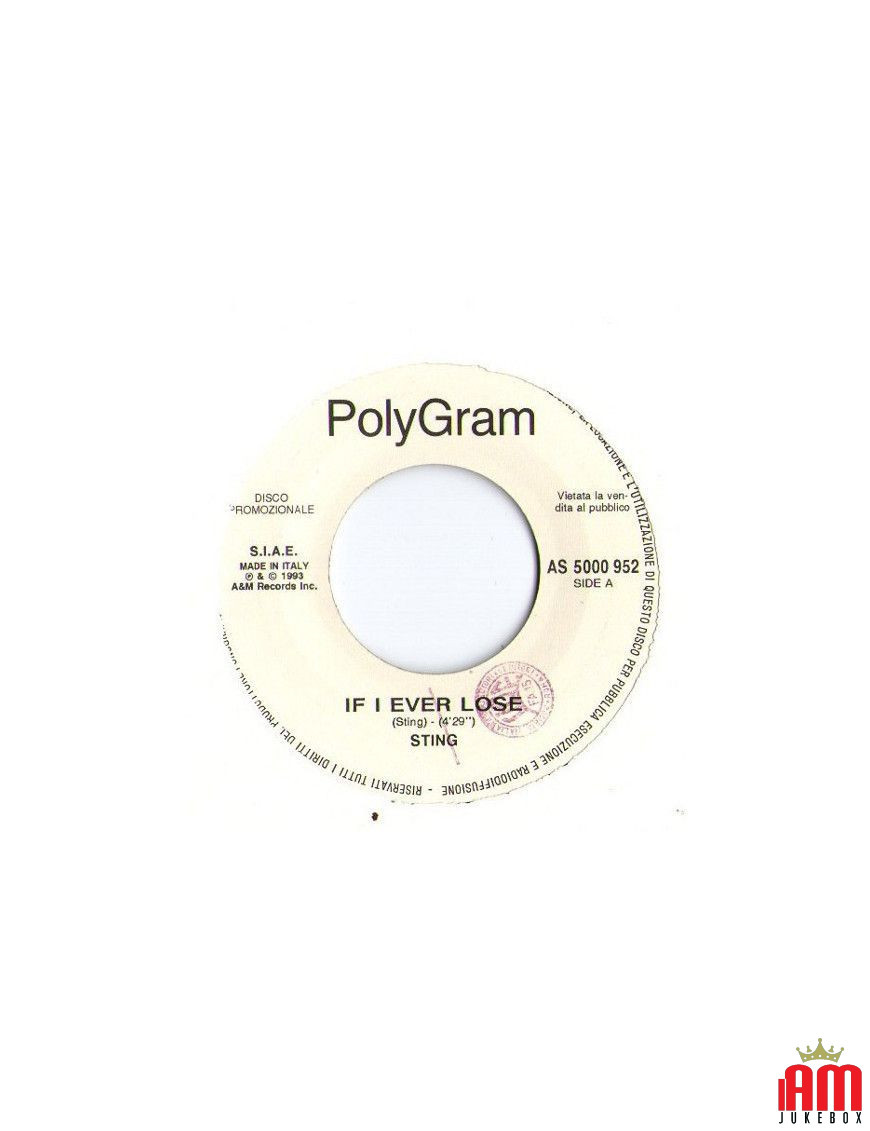 Si jamais je perds, ce n'est pas No Man [Sting,...] - Vinyl 7", 45 RPM, Promo [product.brand] 1 - Shop I'm Jukebox 