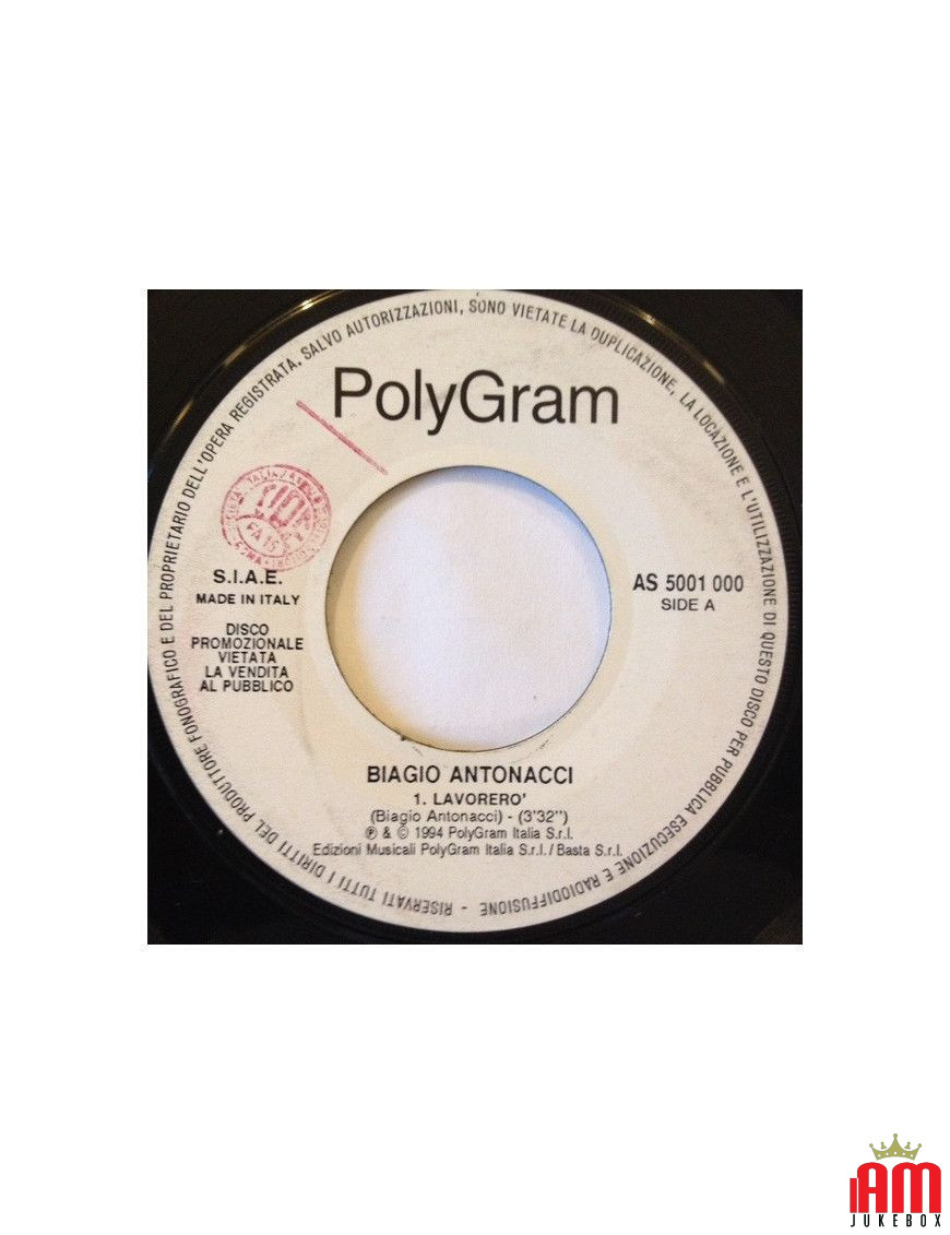 I'll Work Falco A Half [Biagio Antonacci,...] - Vinyl 7", 45 RPM, Promo [product.brand] 1 - Shop I'm Jukebox 