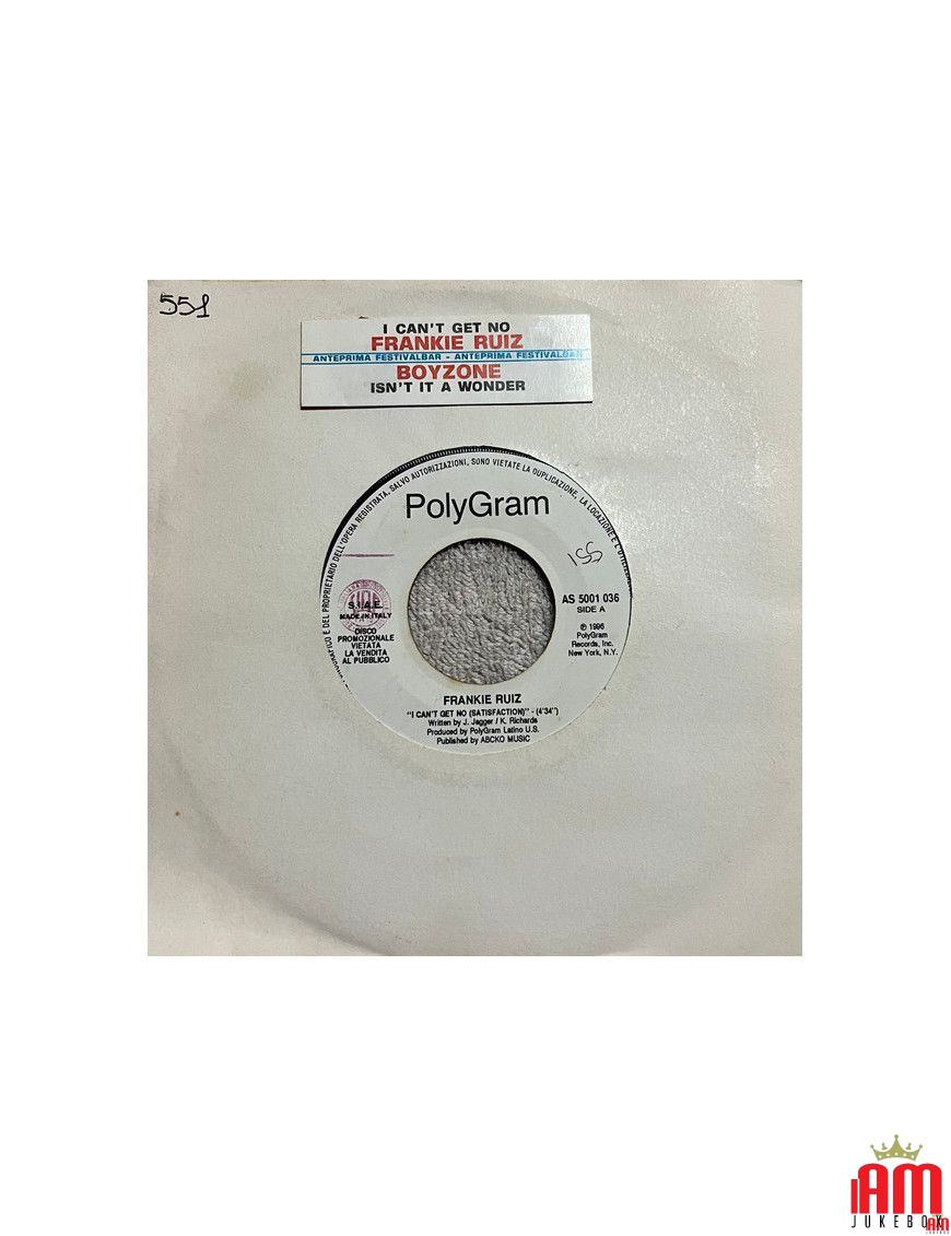 I Can't Get No (Satisfaction) Isn't It A Wonder? [Frankie Ruiz,...] - Vinyl 7", 45 RPM, Jukebox [product.brand] 1 - Shop I'm Juk